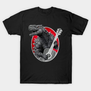 Godzilla Playing Guitar - Vintage Style T-Shirt